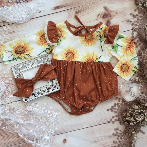 Other - Boutique Baby Girl Sunflower Romper 2pc